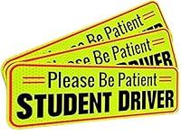 Student Driver Magnet Car Signs for The Novice or Beginner. Better Than A Decal or Bumper Sticker (Reusable) Reflective Magnetic Large Bold Visible Text (10" Be Patient Reflective)