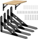 Tanstic 4 Pack 8 Inch L Shape Shelf Brackets, Heavy Duty Decorative Shelf Brackets Wall Mounted Floating Shelf Bracket, L Corner Brace Angle Brackets Shelf Support with Screws for DIY Shelving(Black)