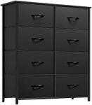 YITAHOME Fabric Dresser with 8 Drawers, Tall Storage Dresser with 8 Drawers, Black Dresser & Chest of Drawers, Storage Drawer Organizer for Closet, Bedroom, Living Room