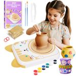 Pottery Wheel for Kids, Pottery Painting Kit Arts and Crafts Toys for Kids Aged 6-12, Pottery Kit with Air Dry Clays, Paints & Sculpting Tools, Gifts Toys for 6 7 8 9 10 11 12 Year Old Boys Girls