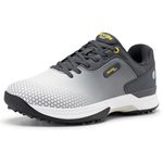 FitVille Wide Mens Golf Shoes Professional Outdoor Waterproof Spiked Golf Shoes for Men(Gray, 10 Wide)