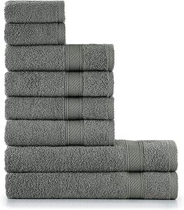 nottoc Set di asciugamani verde - 2 teli da bagno, 4 asciugamani e 2 asciugamani per ospiti, asciugamani bagno in 100% cotone, assorbenti, morbidi, 8 pezzi