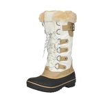 DREAM PAIRS Women's DP Warm Faux Fur Lined Mid Calf Winter Snow Boots, Beige/White, 10