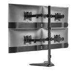 Jin Office Heavy Duty Four Monitor Stand| 13-32" Support Quad Monitor Mount| 32 KG Total Capacity| Freestanding 4 Monitor Arm| Height Adjustable Quad Monitor Stand (Black)