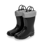 EUXTERPA Kids Rain Boots with Warm Fuzzy Lining, Thermal Winter Snow Boots for Girls Boys, Handle it Easy on Waterproof Rainboots