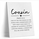 Cousin Noun Definition Canvas Wall Art Prints Painting Decor 11×14 Inches, Modern Minimalist Cousin Quote Print Framed Artwork For Bedroom Living Room Family Home