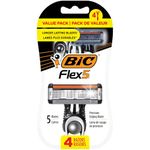 BIC Flex 5 Disposable Razors for Men, Sensitive Skin Razor For a Smooth and Close Shave, Portable Razors with 5 Blades, 4-Pack Disposable Razor Set