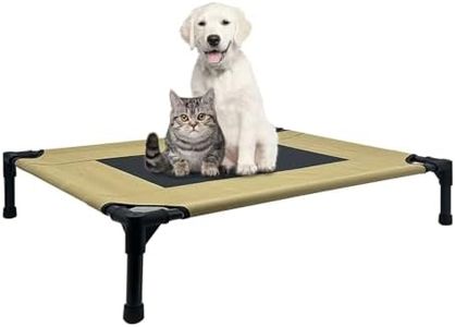 HAOLEYAO Elevated Dog Bed - Heavy Duty Dog Cot, Washable Raised Dog Bed with Chew Proof Mesh and Metal Frame, Portable Bed for Outdoor Use, Dog Cots Beds for Medium Dogs (Khaki, M)