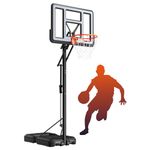 Basketball Hoop Outdoor Portable Basketball Goal System 10ft Adjustable for Youth and Adults in Backyard/Driveway/Indoor, 44 Inch Shatterproof PC Backboard