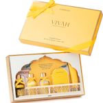 Kimirica Vivah Experience Wedding gift set for couple| Uniquely Crafted Wedding Gifts contains Body wash, Body Lotion, Bath Salt, Bathing bar and Hand cream | Luxuriously Scented Marigold & Turmeric | perfect Gifts for Wedding | 5 Piece Gift Hamper