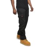 R.S.W RAPID SAFETY WORKWEAR Mens Tradesman Work Trousers with Combat Cargo Pockets (Black, 34W / 31L)
