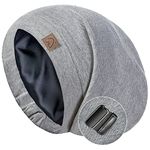 Hat Hut Silk Satin Sleep Cap Bonnet Hair Cover for Sleeping Silk Lined Beanie Hat for Natural Curly Hair Adjustable Night Cap (Light Grey 1)
