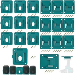 20 Packs Tool Holder and Battery Mount Holder Compatible for Makita 18V, 10 Pack Battery Mounts Rack Fit for 18V Batteries, 10 Pack Drill Hangers Organizer, for Garage/Workshop Storage(w/60 Screws)