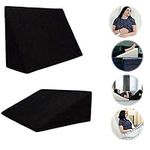 BUY ALL HERE Large Triangle Bedding Wedge Foam Pillow for Acid Reflux Flex - Reduce Back Neck Shoulder Knee Leg Sciatica Pain - Blood Circulation - Removable Zip Cover in Black - Made in UK