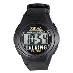 XINJIA Electronic Watch for The Blind, Middle-Aged and Elderly - English Voice, Alarm Clock, Easy to Set, Large Screen Digital (XJ-768), 黑色, Digital