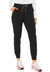 Med Couture Women's Scrub Jogger Yoga Pant with 5 Pockets, Lightweight, Ultra Soft, 2-Way Stretch & Easy Care Fabric - MC7710P, S Petite, Black