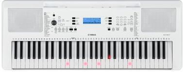 Yamaha EZ-300 Digital Keyboard - a Portable Learning Keyboard with 61 Touch-Sensitive Illuminated Keys and USB-to-Host Connection, in a White Finish