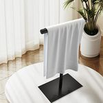 HUFEEOH Black Hand Towel Holder Stand, Countertop T Shape Towel Hanger Modern Jewelry Display Rack, Stainless Steel Towel Rack with Base Used for Kitchen Bathroom Bedroom Vanity