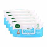 Mother Sparsh 99% Pure Water (Unscented) Baby Wipes I Natural Plant Made Cloth - Super Thick I 72 pcs/Pack - Pack of 5