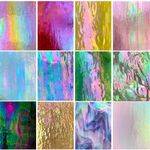 PALJOLLY 12 Sheets High Shine Iridescent Stained Glass Sheet Variety Pack, 4 x 6-inch Iridized Art Glass Mosaic Tiles for Crafts, Stained Glass Supplies for Glass Projects and Mosaic Work