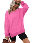 XIEERDUO Womens Oversized Sweatshirts Casual Crewneck Pullover Long Sleeve Shirt Comfy Fall Clothing Trendy 2024 Hot Pink L