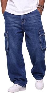 JMIERR Men's Denim Cargo Pocket Baggy Jeans XL
