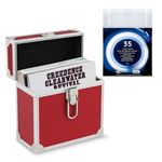 Retro musique Aluminium 7" Vinyl Record EP Storage Case Holds up to 35 EPs (In PVC Sleeves) Includes 35 Vinyl Record Outer Sleeves (Red)