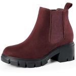 Harvest Land Womens Chelsea Boots Ladies Ankle Boots Winter Boots Stylish Classic Short for Adults High Heel Shoes Wine Red Size 5.5