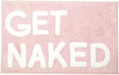 Get Naked Bath Mat - Pink Get Naked Rug - Shower Curtain Set - Funny Bathroom Decor Signs - Peach Bathroom Rugs - Cute Fun Bath Mat - Cool Bathroom Stuff - Blush Pink Bathroom Accessories - Washable