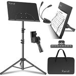 Ramzi Music Stand, Portable Music Stand for Sheet Music 5 in-1 Dual-Use Sheet Music Stand Desktop Book Stand with Book Stand Support, Music Stand Light, Carrying Bag, Sheet Music Clip