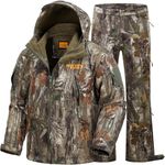 NEW VIEW Camo Hunting Clothes for Men,Quiet Warm Hunting Jacket and Pants,Water Resistant Hunting Suit for Deer Duck Bow Hunt, Nv Camo Leaf, Large