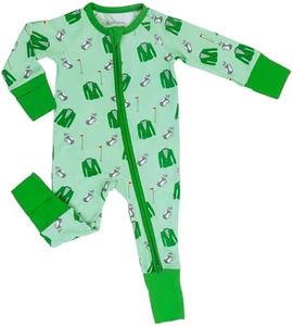 LollyBanks Baby Pajamas, Soft and Breathable Baby Sleepers with 2-Way Zipper, 95% Viscose from Bamboo and 5% Spandex, Snug Fit Long Sleeve Infant Bodysuits for Boys 3-6 Months (Green Blazer Print)