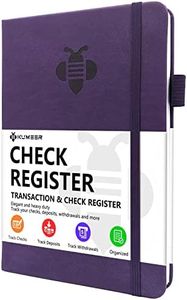 KUMEER Check Register – Elegant Check Registers for Personal Checkbook with Check & Transaction Registers, Hardcover Checkbook Log 5.2x7.6" (Purple)