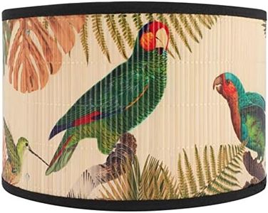 Uonlytech Drum Lamp Shade E27 Vintage Burlap Lampshade Birds Pattern Chandelier Cover Replaceable Light Accessories for Pendant Floor Light, 30X30x20CM ,Dark Green,Khaki V88L01WO5624414Y