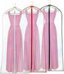 Hangerworld 3 Clear 72 Inch Showerproof Wedding Bridesmaid Dress Ball Gown Garment Cover Bags