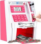 2024 Upgraded ATM Piggy Bank for Kids with Power-Off Memory and Debit Card for Real Money, Onekey Shutdown, Coin Recognition, Target Setting, Bill Feeder, Balance Calculator, Savings Machine Box