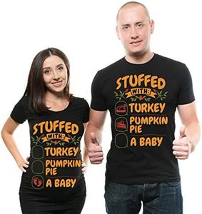 Soie Route Tees Maternité Thanksgiving Grossesse Annonce Couple Attendre maman papa Tshirts - noir - hommes S/femmes L