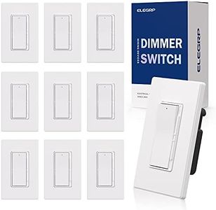 ELEGRP Digital Dimmer Light Switch for 300W Dimmable LED/CFL Lights and 600W Incandescent/Halogen, Single Pole/3-Way LED Slide Dimmer Light Switch, Wall Plate Included, UL Listed, 10 Pack, Matte White