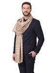 Pashtush Woven Mens Fine Wool Stole, Check-Stipe Design, Mens Muffler, Warm Cashmere Feel (True Black)