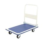 Heavy Duty 300kg Platform Hand Trolley Sack Truck - Durable Steel Frame, Folding Handle & Non-Puncture Caster Wheels - Warehouse Cart Flat Bed Pulley for Heavy Lifting & Easy Transportation