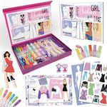 abeec Fashion Designer Kits for Girls, Creative Art Set for Kids - Fashion Drawing Set Includes Fashion Sketchbook, Stencil Sheet, Felt Tips, Highlighters, Gel Pens, Stamps & Activity Book