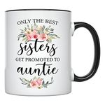 YouNique Designs Promoted to Auntie Mug, 11 Ounces, Pregnancy Announcement for Aunt Again, Going To Be An Aunt, Gonna Be An Aunt, Aunt Pregnancy Announcement Mug, Baby Announcements (Black Handle)