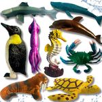 Mallexo Realistic Sea Animals Toys for Kids 10PCs Mixed Fish Toy Set Animal Figure Ultra Big Size Marine Playing Set Birthday Gifts Water Ocean Creatures Animal Figurines Toys for 3+ Year Old