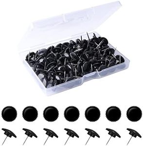 KINBOM 100pcs Gear Shaped Push Pins, Black Plastic Pushpins with Stainless Steel Point Decorative Thumb Tacks for Wall Cork Board Bulletin Board (12mm / 0.47inch in Diameter)