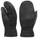 Harssidanzar Womens and Kids Lambskin Leather Outdoor Mittens Gloves Thermolite Lined GL007CA,Black,SizeM