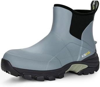 Kalkal Men's Rubber Boots Waterproof Ankle Rain Fishing Boots with Shock Absorption Sports Sole, Comfort Outdoor Mud Boots for Casual Yard Work (Misty Blue, Size12)