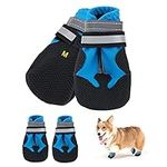 Jodsen Dog Boots, Set of 4 Waterproof Dog Shoes with Reflective Straps Anti-Slip Sole Outdoor Paw Protectors Dog Shoes for Small Medium Dogs Autumn Winter, Blue (M)