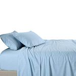 Royal Tradition Damask Striped 600-Thread-Count, 100-Percent Cotton California King 4PC Bed Sheets Set, Blue