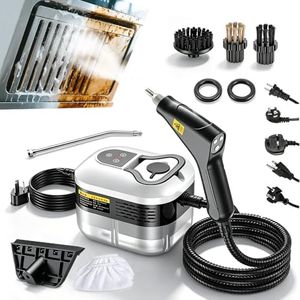 Handheld Steam Cleaner 2500W High with 1.1L Large Capacity Tank and 229°F High Temp Steam, 6 Adjustable Levels for Grout Tile Car Furniture Kitchen Dirt Grease Tile Grout (White)