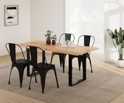 The Attic Tolix Four Seater Dining Set Small|Solid Acacia Wood|Live Edge Table|Finish-Natural